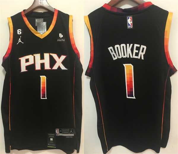 Mens Phoenix Suns #1 Devin Booker Black Stitched Basketball Jersey->phoenix suns->NBA Jersey